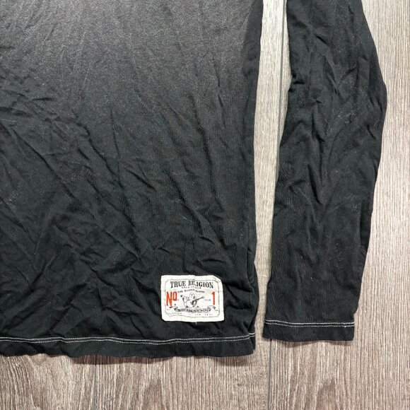True Religion Light Black Long Sleeve Shirt Womens 1 Medium Designer - Picture 4 of 8